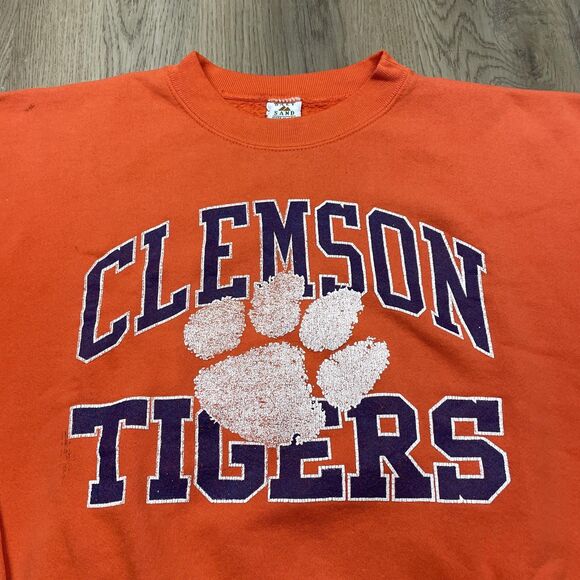 Vintage Clemson Tigers Sweatshirt Mens XL Orange NCAA Made USA Crewneck 90s - Picture 2 of 16